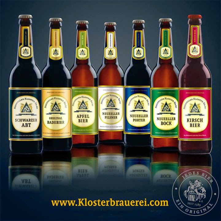 This picture shows the beer lineup from powdered beer maker, Klosterbrauerei, in Germany.